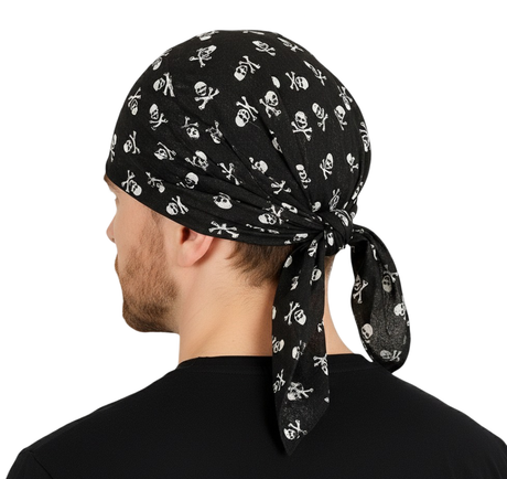 20x Black with White Skulls Paisley Bandana Bulk Pack - 100% Cotton Head Wrap/Durag/Scarf/Mask