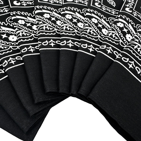 20x BANDANA Paisley 100% COTTON Head Wrap Durag Bandanna Scarf Mask BULK - Black
