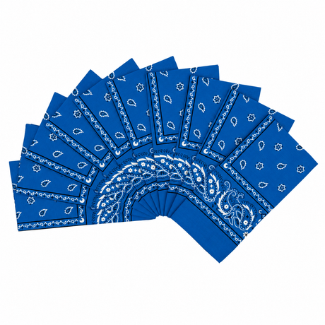 20x Blue Paisley Bandana Bulk Pack - 100% Cotton Head Wrap/Durag/Scarf/Mask