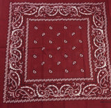 20x Burgundy Paisley Bandana Bulk Pack - 100% Cotton Head Wrap/Durag/Scarf/Mask