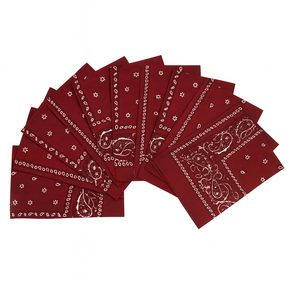20x Burgundy Paisley Bandana Bulk Pack - 100% Cotton Head Wrap/Durag/Scarf/Mask