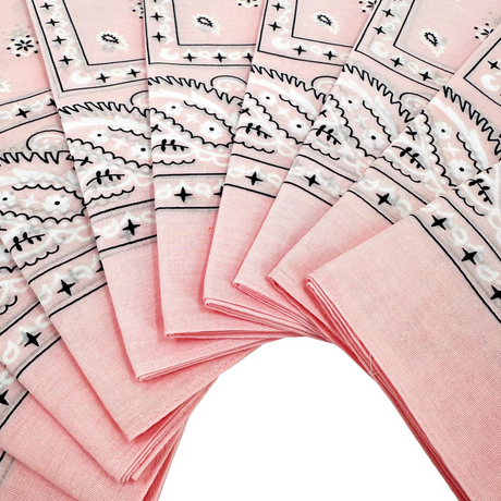 20x BANDANA Paisley 100% COTTON Head Wrap Durag Bandanna Scarf Mask BULK - Light Pink