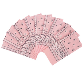 20x Light Pink Paisley Bandana Bulk Pack - 100% Cotton Head Wrap/Durag/Scarf/Mask
