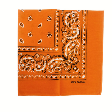 20x BANDANA Paisley 100% COTTON Head Wrap Durag Bandanna Scarf Mask BULK - Orange