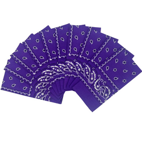 20x Purple Paisley Bandana Bulk Pack - 100% Cotton Head Wrap/Durag/Scarf/Mask