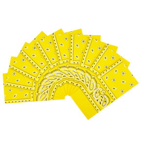 20x Yellow Paisley Bandana Bulk Pack - 100% Cotton Head Wrap/Durag/Scarf/Mask
