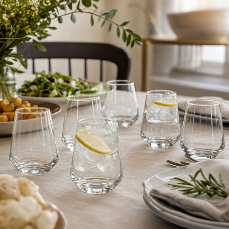 6x 400ml Crown Summit Highball Tumbler Glass Set - Clear (Water/Juice/Cocktail Glassware)