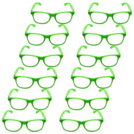 12x Green Party Glasses w/ Clear Lenses – Fun 80s Australia Day Costume Glasses
