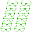 12x Green Party Glasses w/ Clear Lenses – Fun 80s Australia Day Costume Glasses