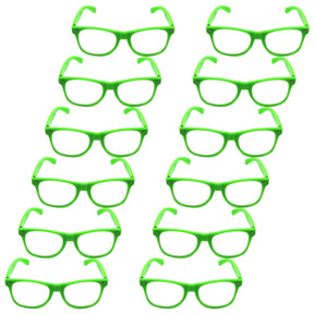12x Green Party Glasses w/ Clear Lenses Bulk Pack - 80s Fun (Australia Day/Costume Accessory)
