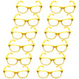 12x Yellow Party Glasses w/ Clear Lenses – Fun 80s Australia Day Costume Glasses