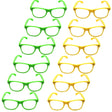 Green and Yellow Party Glasses with Clear Lenses – Fun 80s Australia Day or Costume Glasses (Set of 12)