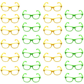 24x Green & Yellow Party Glasses w/ Clear Lenses - 80s Fun (Australia Day/Costume Accessory)