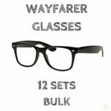 12 Pairs Classic GLASSES Clear Lens Black Frame Retro Nerd Costume Party BULK