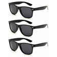 3x Black Wayfarer Sunglasses Pack - Retro Nerd/Wedding Costume for Fancy Dress