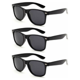 3x Black Wayfarer Sunglasses Pack - Retro Nerd/Wedding Costume for Fancy Dress