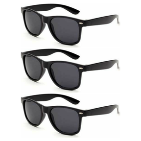 3x Black Wayfarer Sunglasses Pack - Retro Nerd/Wedding Costume for Fancy Dress