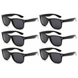 6x Black Wayfarer Sunglasses Bulk Pack - Retro Nerd/Wedding Costume for Fancy Dress