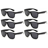6x Black Wayfarer Sunglasses Bulk Pack - Retro Nerd/Wedding Costume for Fancy Dress