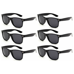 6x Black Wayfarer Sunglasses Bulk Pack - Retro Nerd/Wedding Costume for Fancy Dress