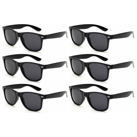 6x Black Wayfarer Sunglasses Bulk Pack - Retro Nerd/Wedding Costume for Fancy Dress