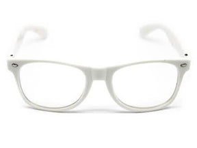 White Clear Wayfarer Glasses - Retro Wedding Costume