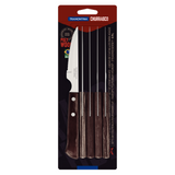 Tramontina 6pc Steak Knife Set Stainless Steel Polywood Handle in Brown