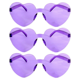 3x Purple Heart Sunglasses Pack - Metal Frame (Costume/Party)