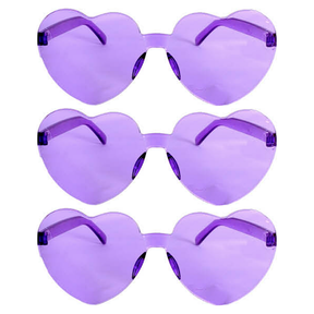 3x Purple Heart Sunglasses Pack - Metal Frame (Costume/Party)