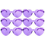 6x Purple Heart Sunglasses Bulk Pack - Metal Frame (Costume/Party)