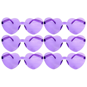 6x Purple Heart Sunglasses Bulk Pack - Metal Frame (Costume/Party)