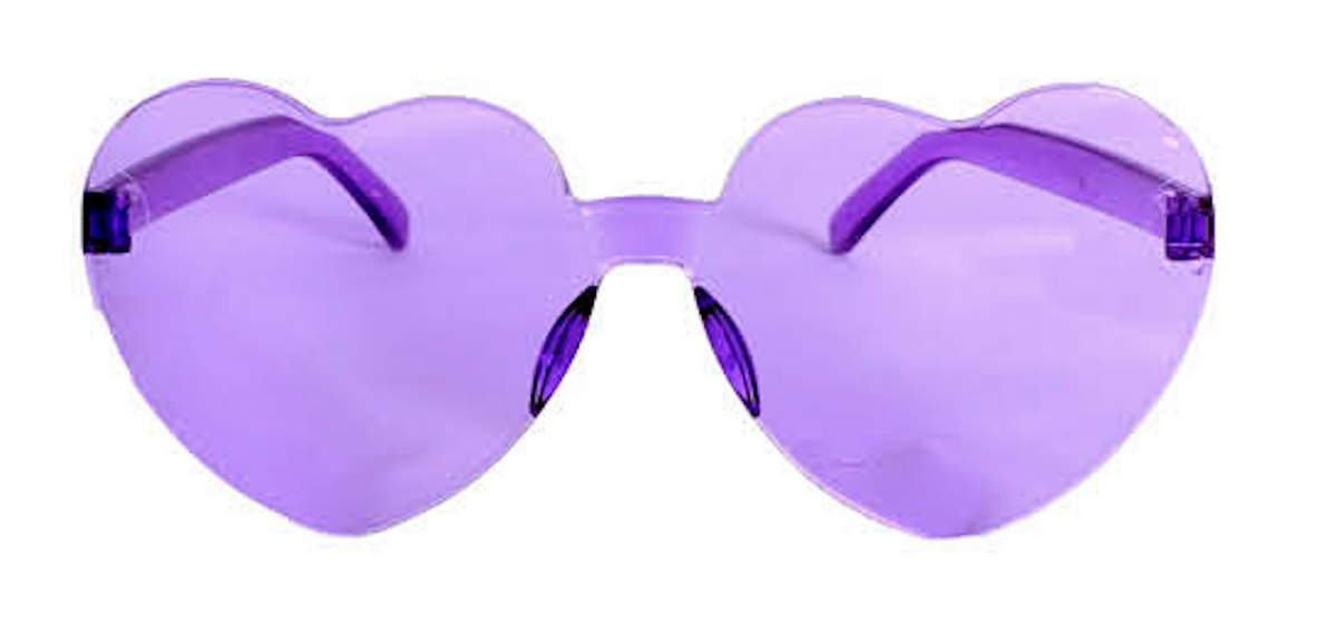 3x Purple Heart Sunglasses Pack - Metal Frame (Costume/Party)
