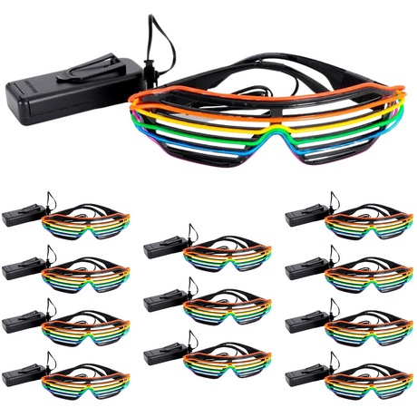 12x LED Light-Up Rainbow Glasses - Costume Sunglasses for Mardi Gras/Gay Pride/LGBTQ+ Party