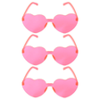 3x Hot Pink Heart Sunglasses Pack - Metal Frame (Costume/Party)