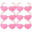 6x Hot Pink Heart Sunglasses Bulk Pack - Metal Frame (Costume/Party)