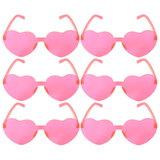 6x Hot Pink Heart Sunglasses Bulk Pack - Metal Frame (Costume/Party)