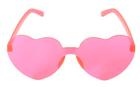 Hot Pink Heart Sunglasses w/ Metal Frame for Costume/Party