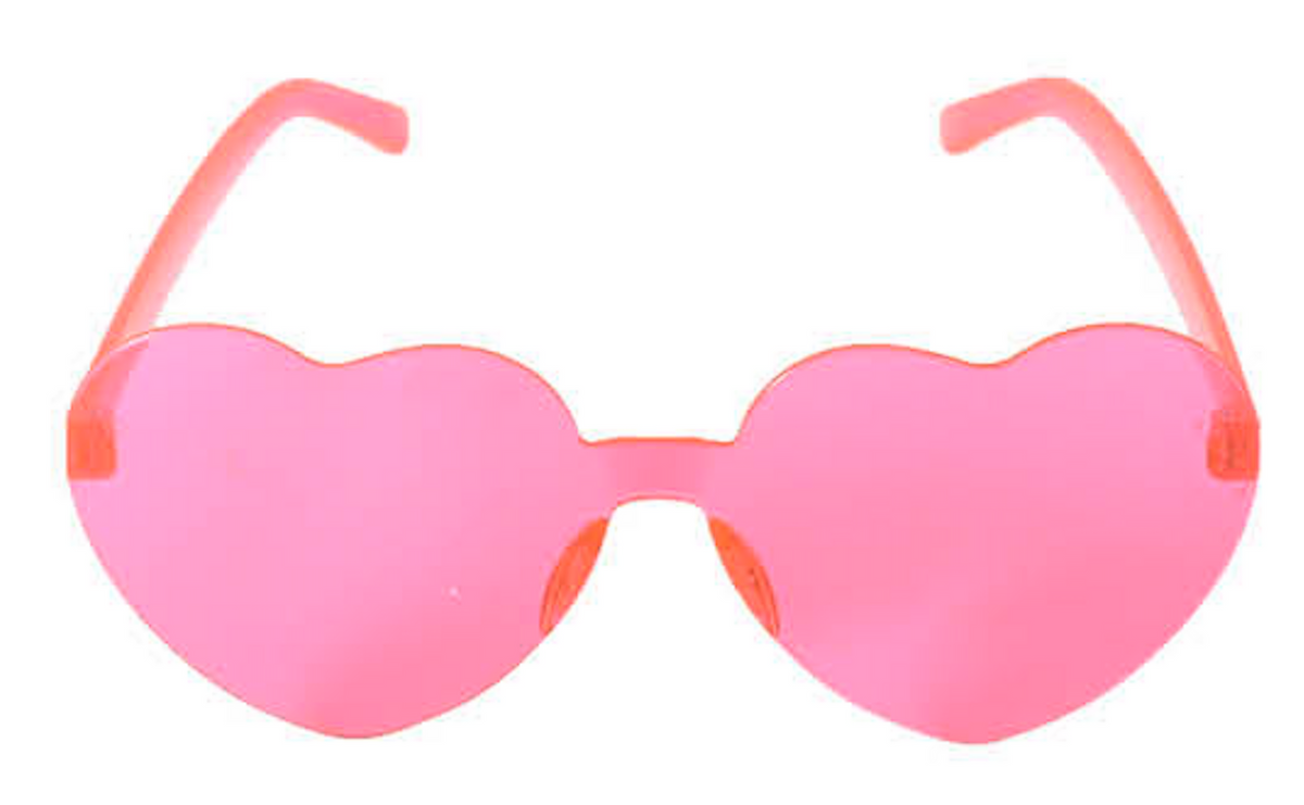 6x Hot Pink Heart Sunglasses Bulk Pack - Metal Frame (Costume/Party)