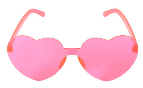 6x Hot Pink Heart Sunglasses Bulk Pack - Metal Frame (Costume/Party)