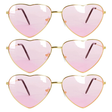 3x Light Pink Heart Sunglasses w/ Metal Frame for Costume/Party (Pack)