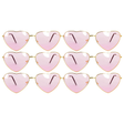 6x Light Pink Heart Sunglasses w/ Metal Frame for Costume/Party (Bulk Pack)