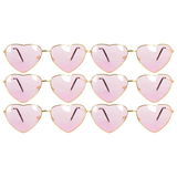 6x Light Pink Heart Sunglasses w/ Metal Frame for Costume/Party (Bulk Pack)