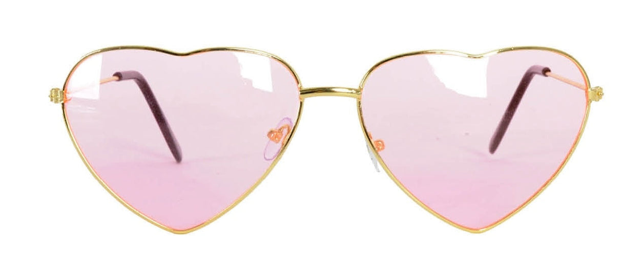 6x Light Pink Heart Sunglasses w/ Metal Frame for Costume/Party (Bulk Pack)