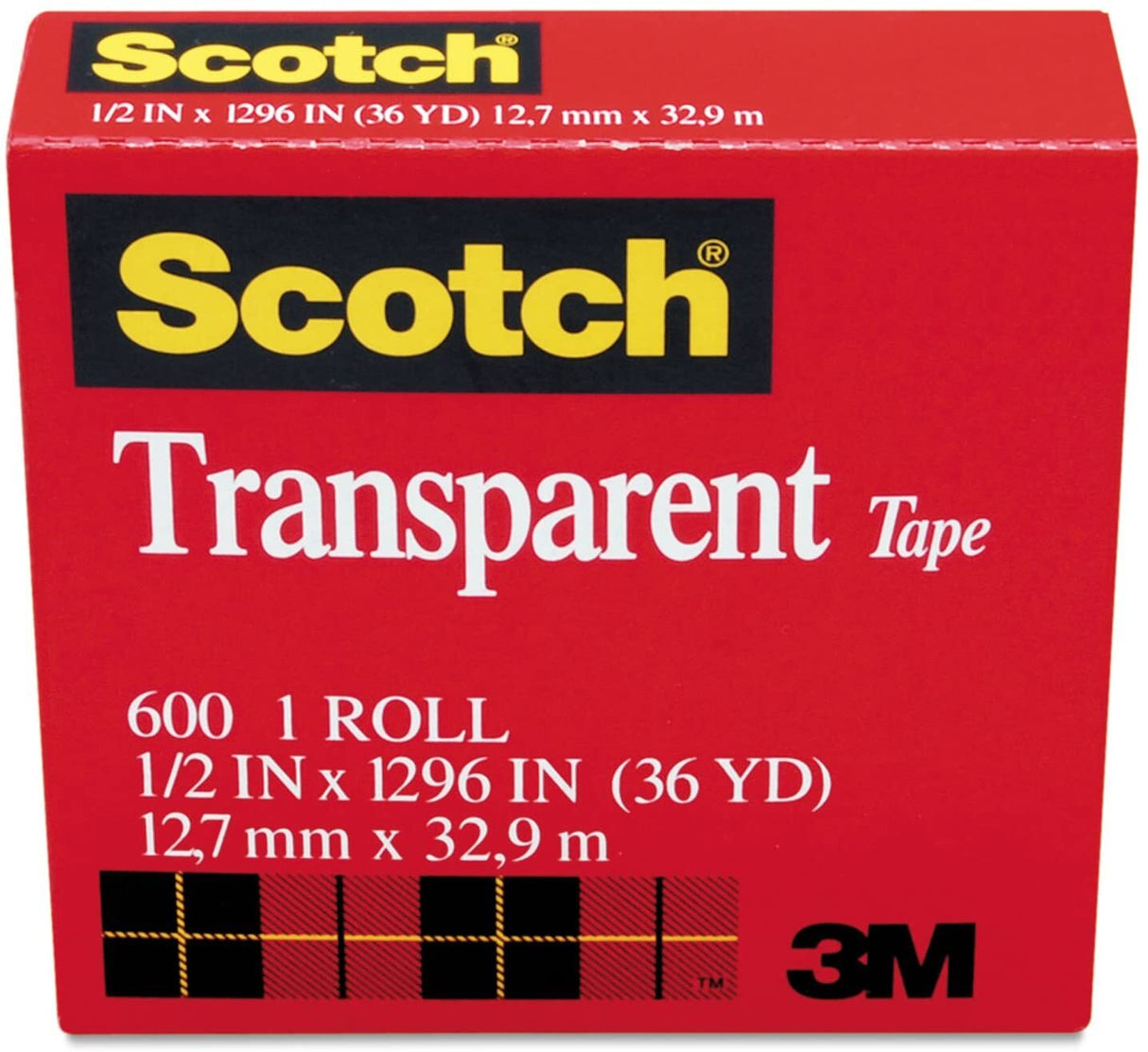 Scotch 3M Transparent Tape - 12.7mm x 32.9m (Made in USA)