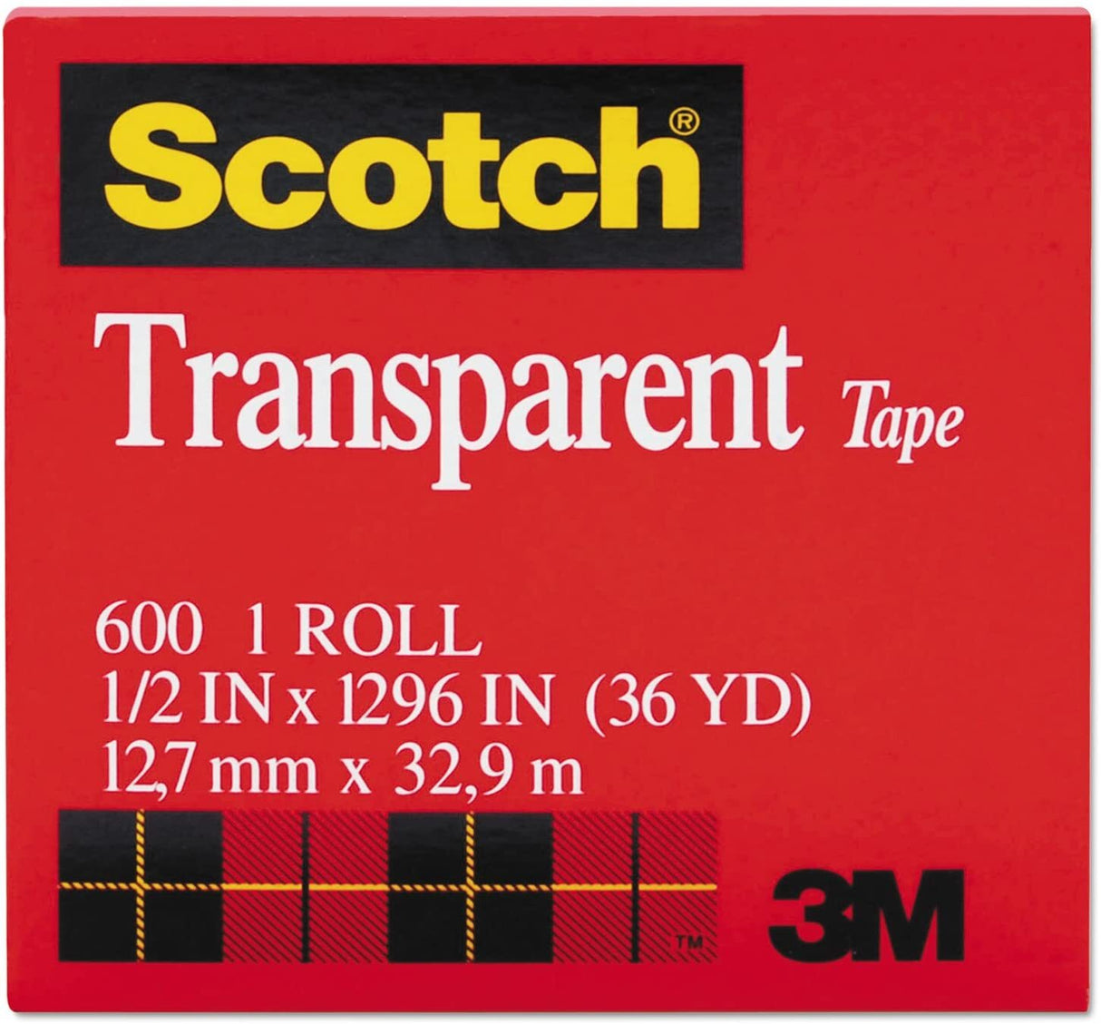 Scotch 3M Transparent Tape - 12.7mm x 32.9m (Made in USA)
