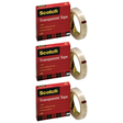 3x Scotch 3M Transparent Tape Pack - 25.4mm x 65.8m