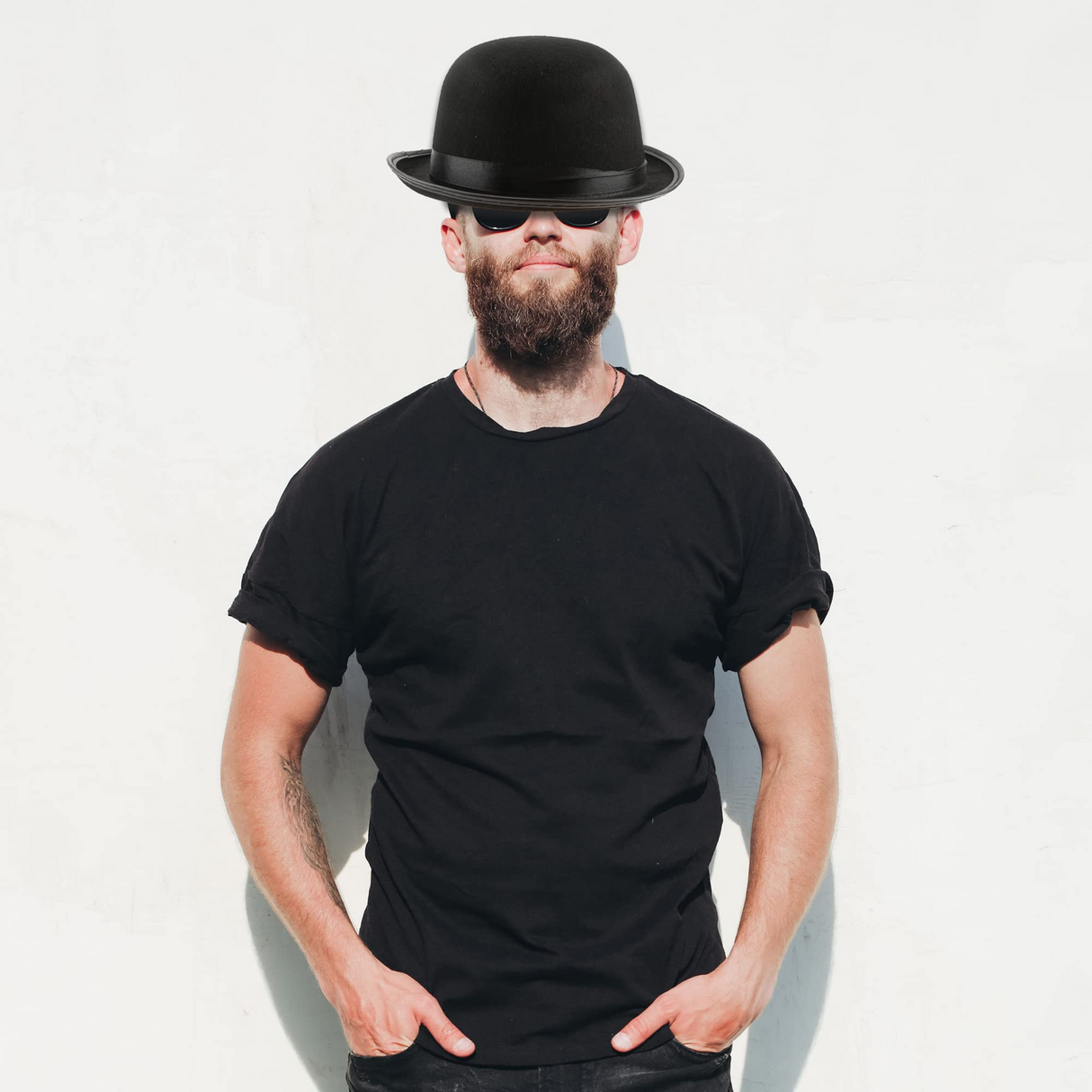 6x BOWLER HAT Party Vintage Costume Derby Felt Dance Halloween Bulk in Black