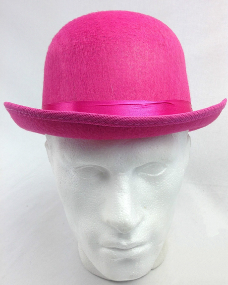 6x Pink Bowler Hat Bulk Pack - Vintage Derby Felt Costume for Dance/Fancy Dress Party