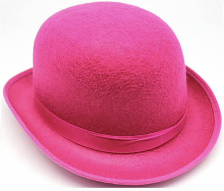 6x Pink Bowler Hat Bulk Pack - Vintage Derby Felt Costume for Dance/Fancy Dress Party
