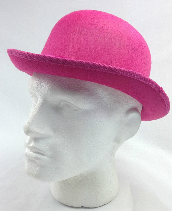6x Pink Bowler Hat Bulk Pack - Vintage Derby Felt Costume for Dance/Fancy Dress Party